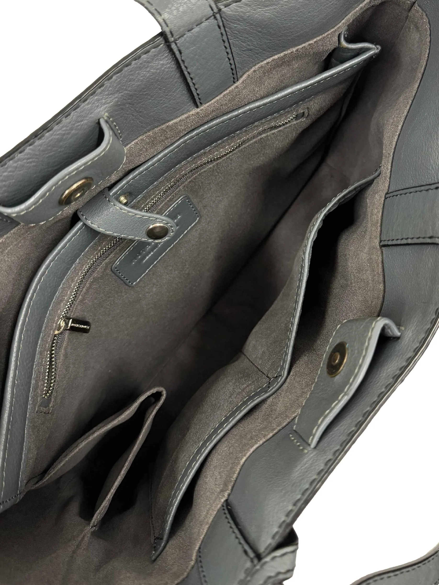 Dark Grey Linear Zip Tote