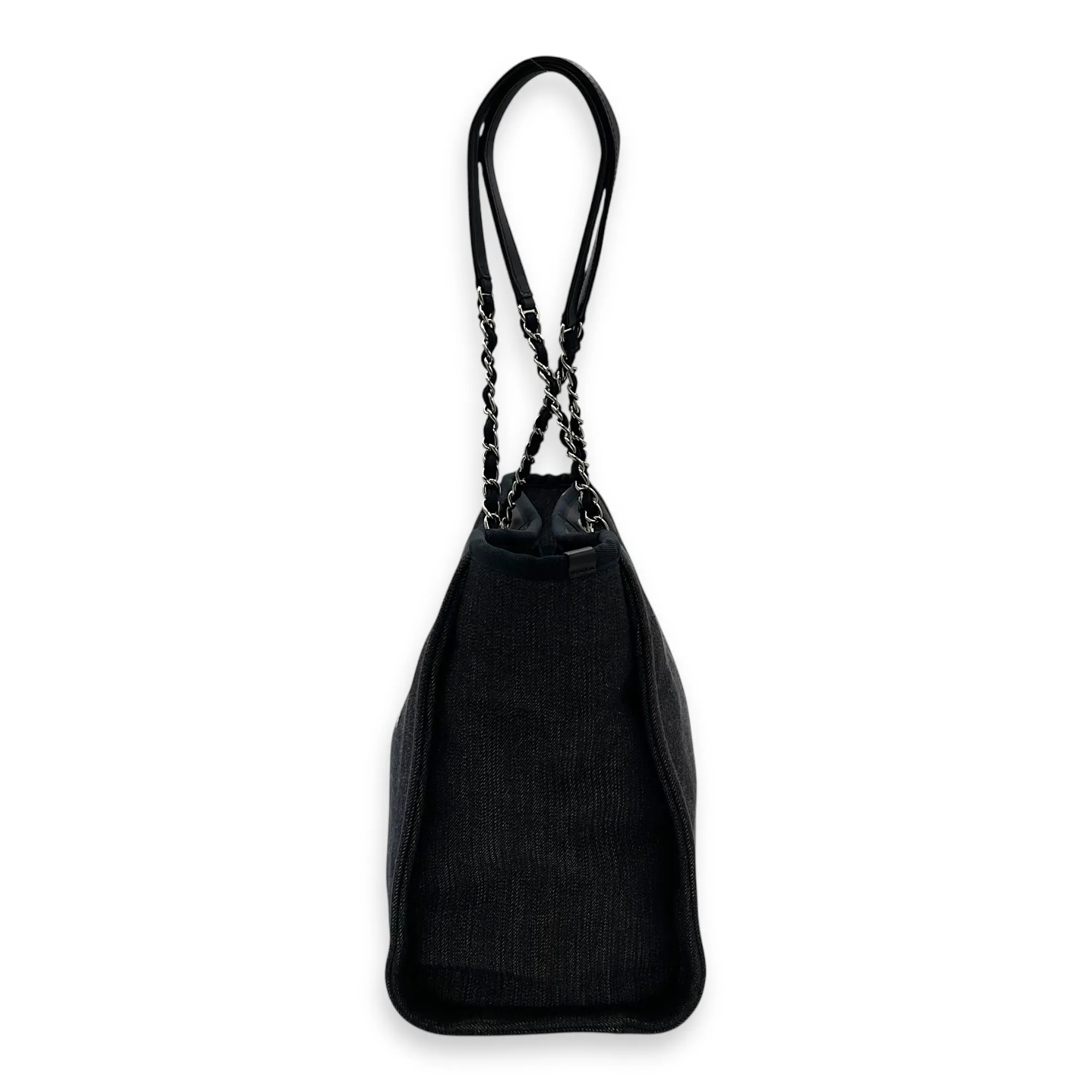 Deauville Small Blue Tote Bag in Canvas, Silver hardware