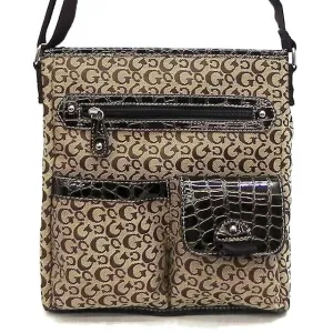 Designer inspired canvas G signature Cross-body bag pocket messenger