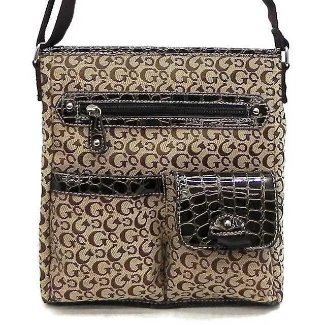 Designer inspired canvas G signature Cross-body bag pocket messenger