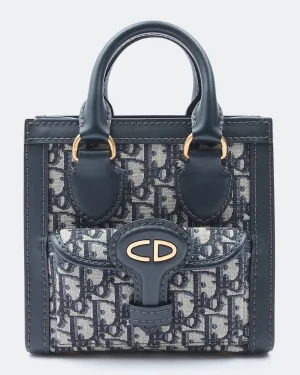Dior Navy Oblique Canvas Logo Mini Tote Bag