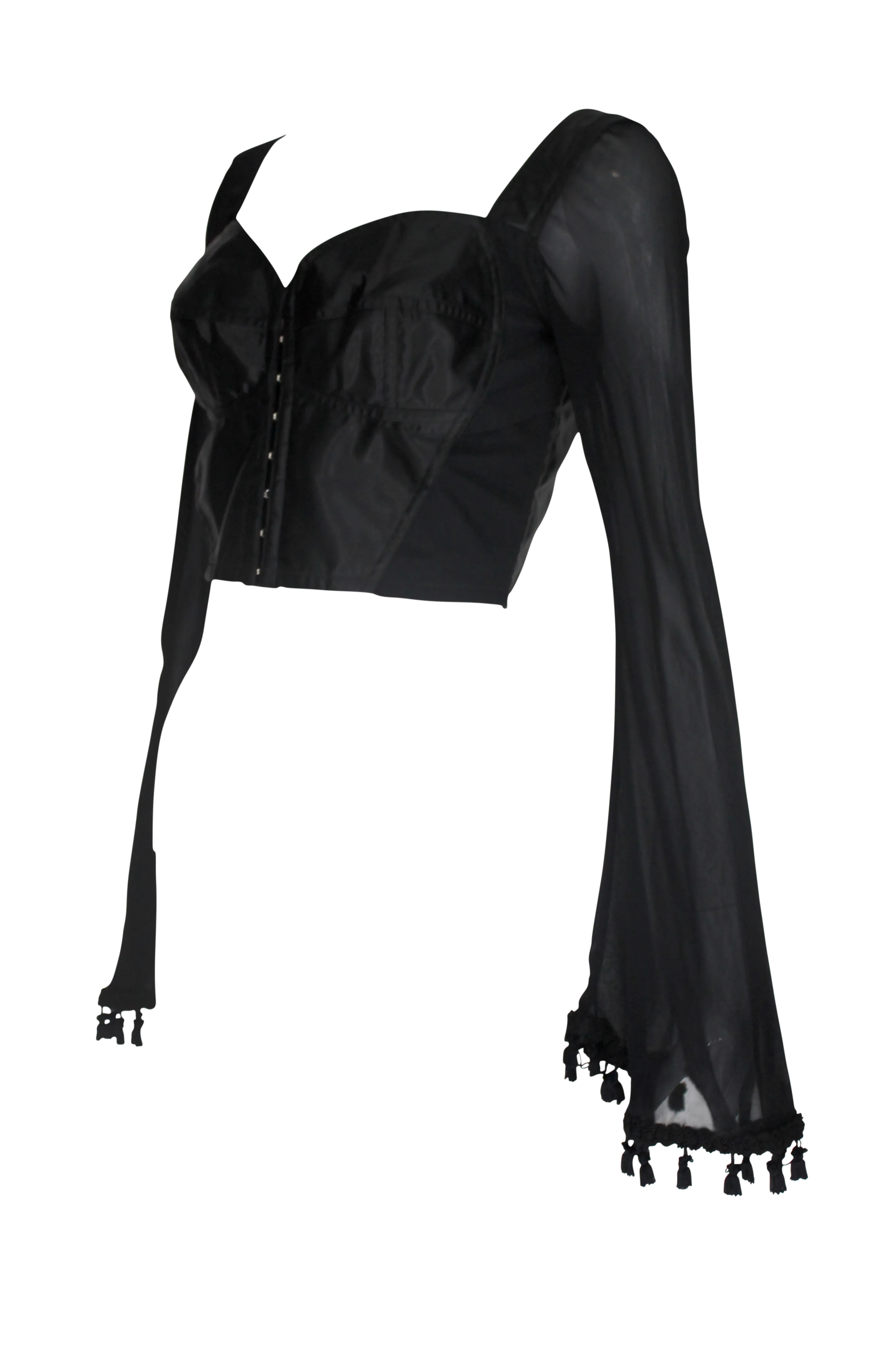 Dolce and Gabbana Bustier Top with Sheer Bell Sleeves, SS94, Size 42 IT / US 6