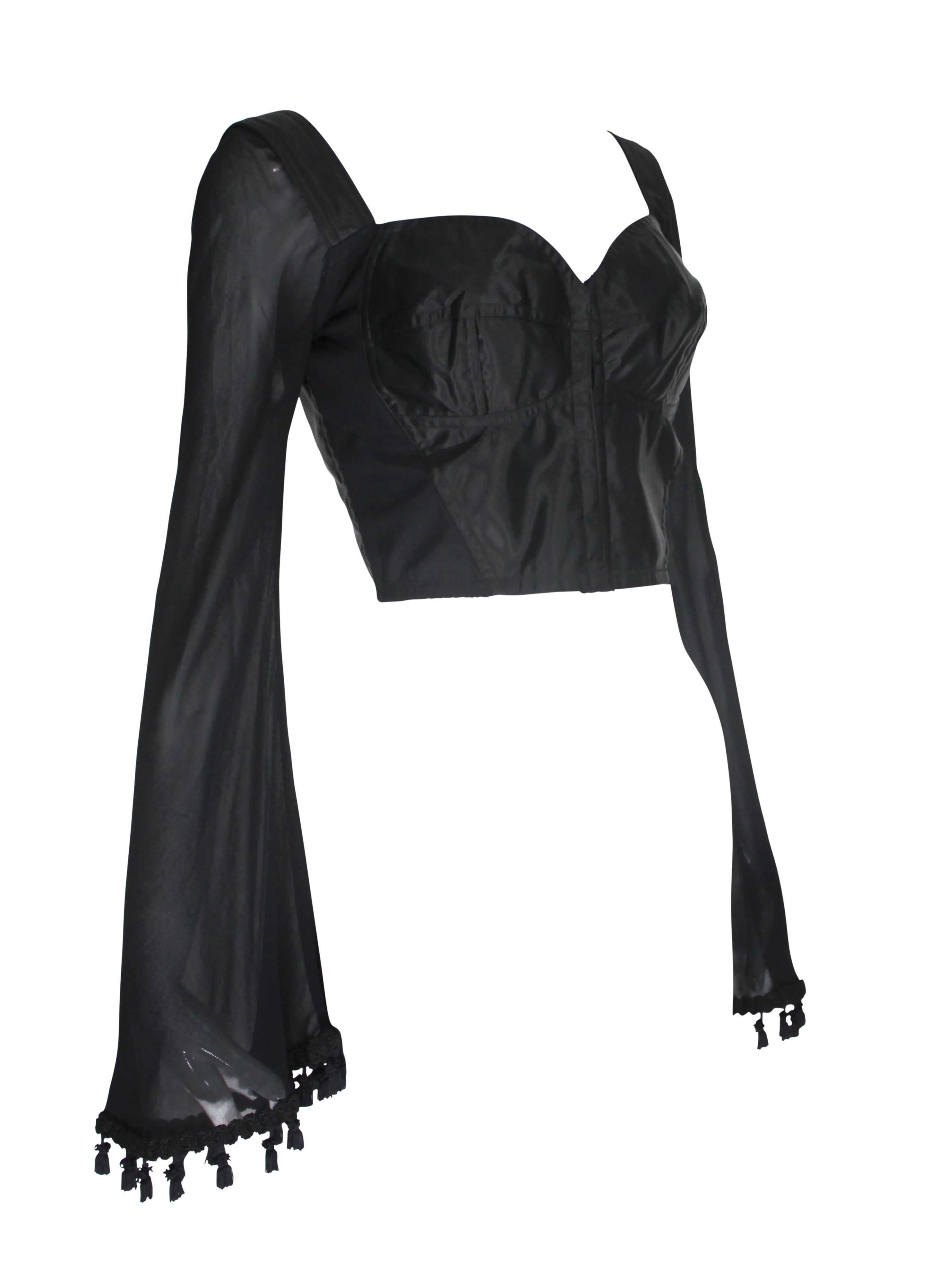 Dolce and Gabbana Bustier Top with Sheer Bell Sleeves, SS94, Size 42 IT / US 6