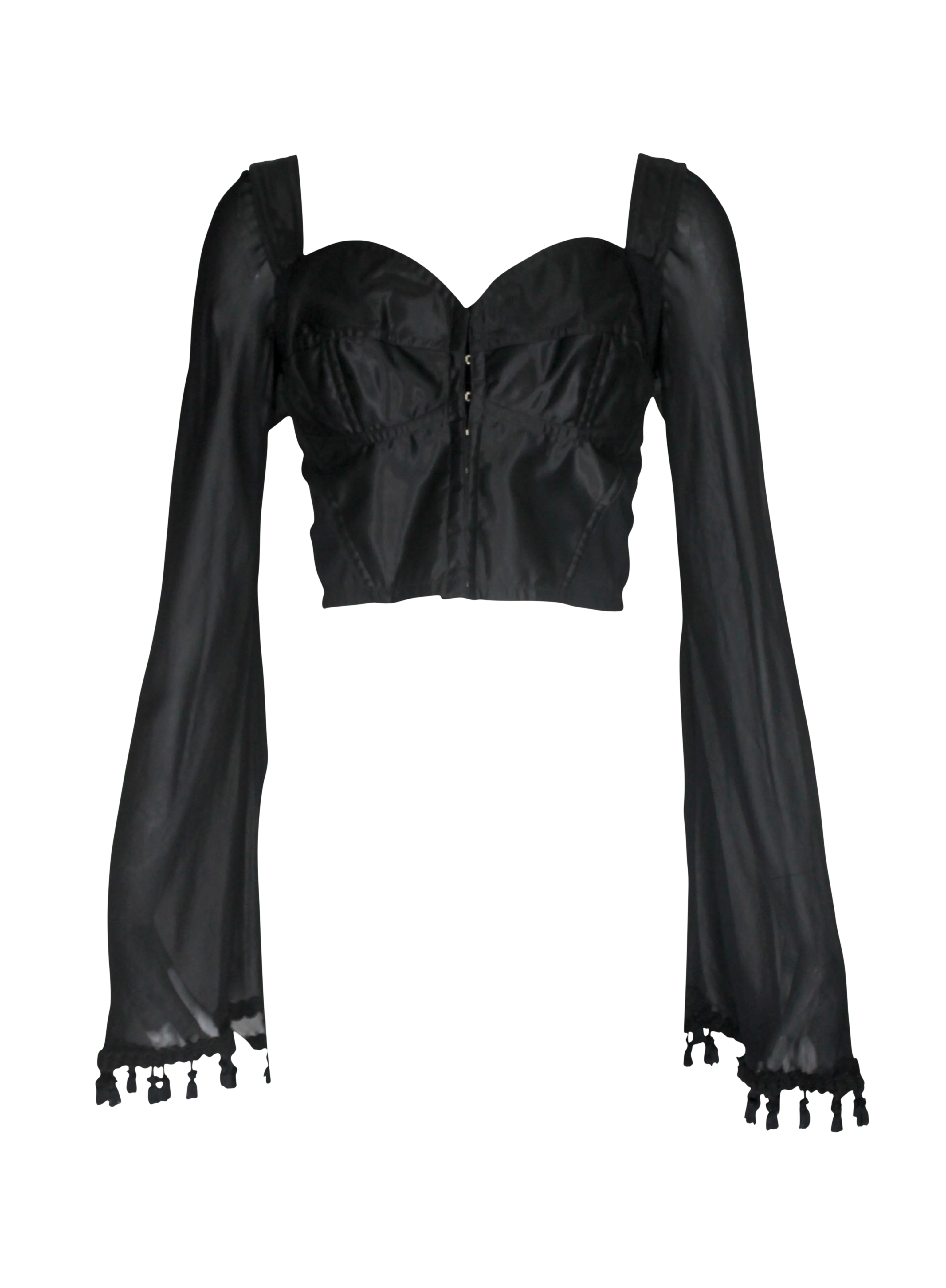 Dolce and Gabbana Bustier Top with Sheer Bell Sleeves, SS94, Size 42 IT / US 6