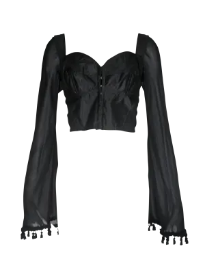 Dolce and Gabbana Bustier Top with Sheer Bell Sleeves, SS94, Size 42 IT / US 6
