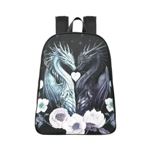 Dragons in Love Backpack, Goth Bookbag (Select Size), School bag, Dragon Flowers Book Bag, Dark Academia, DND