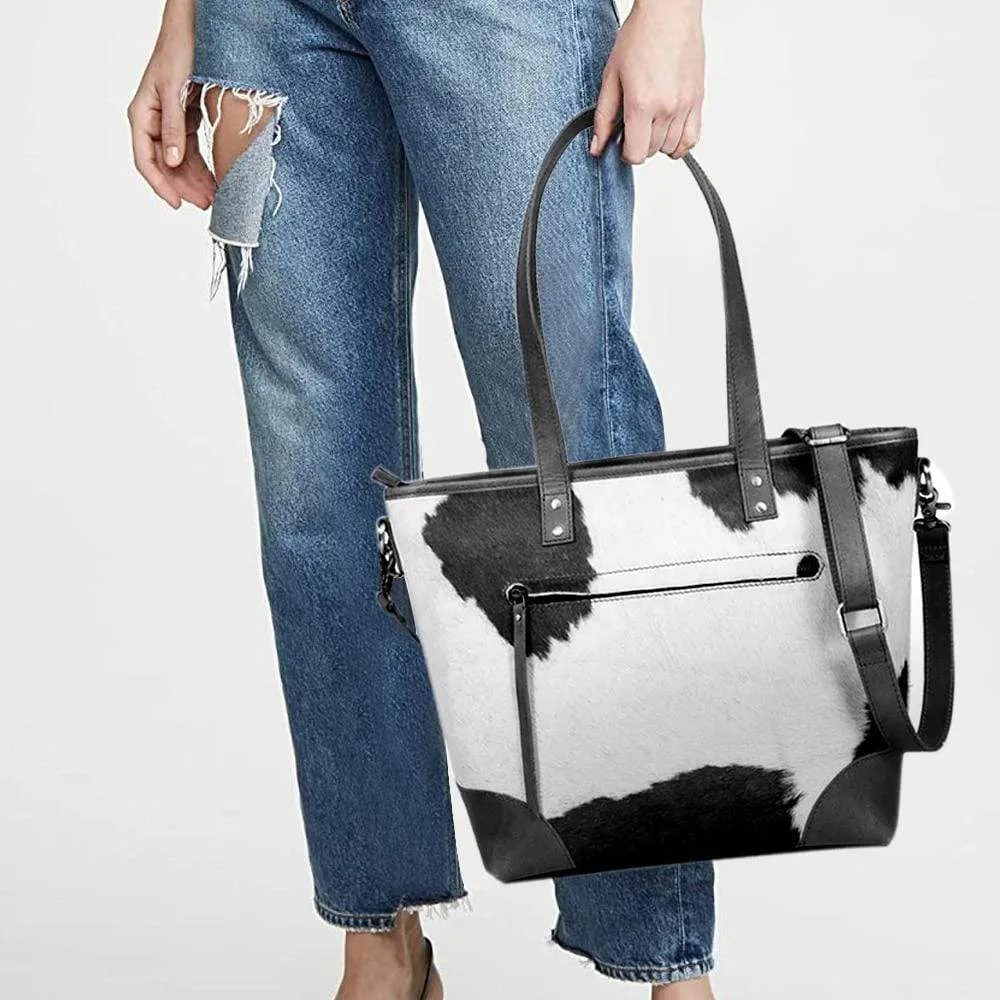Emily Cowhide Hair Zip Tote   FREE MATCHING WALLET