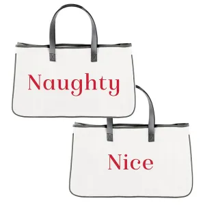 Face to Face Canvas Tote - Nice/Naughty