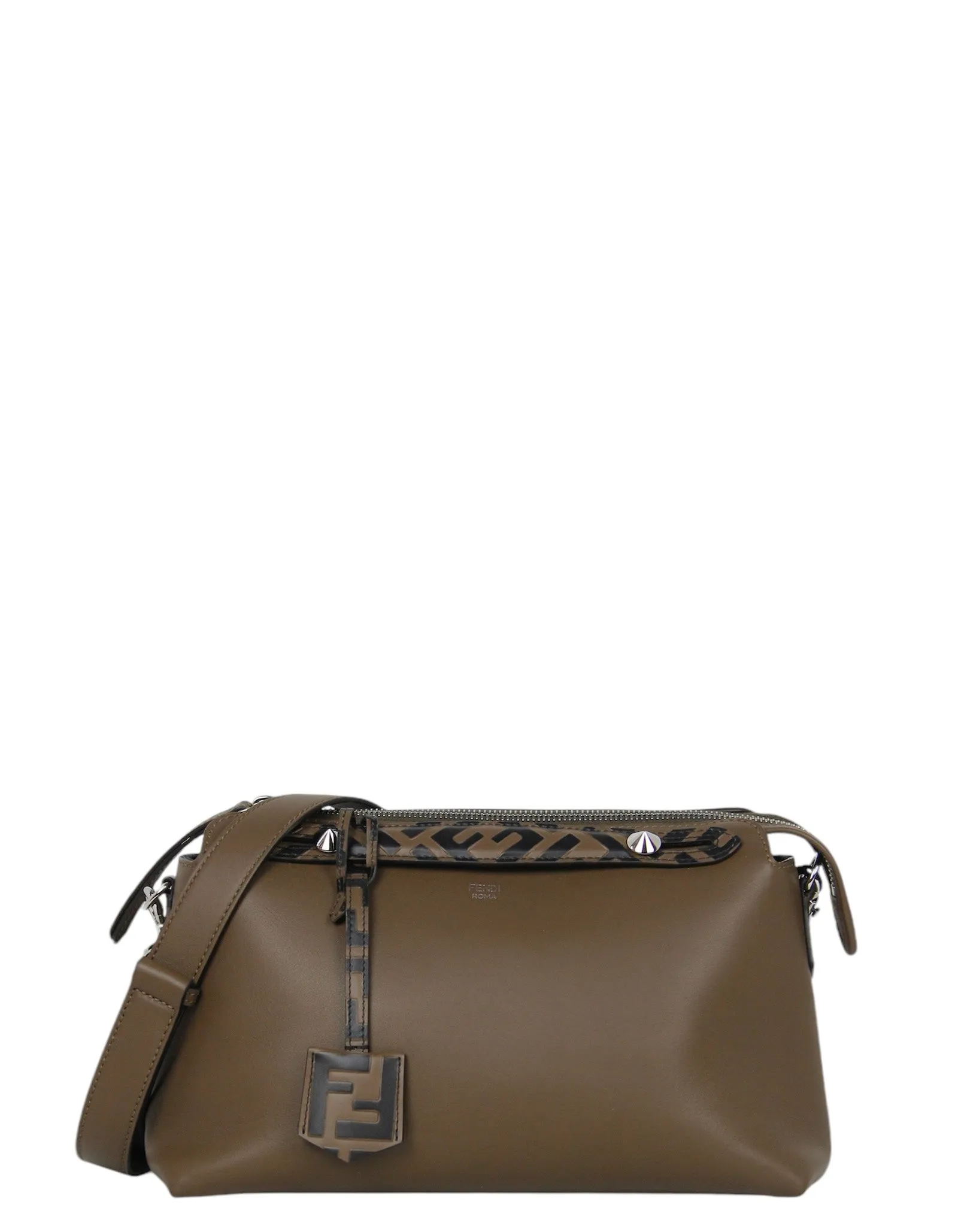 Fendi Brown Leather Monogram By The Way Medium Boston Bag