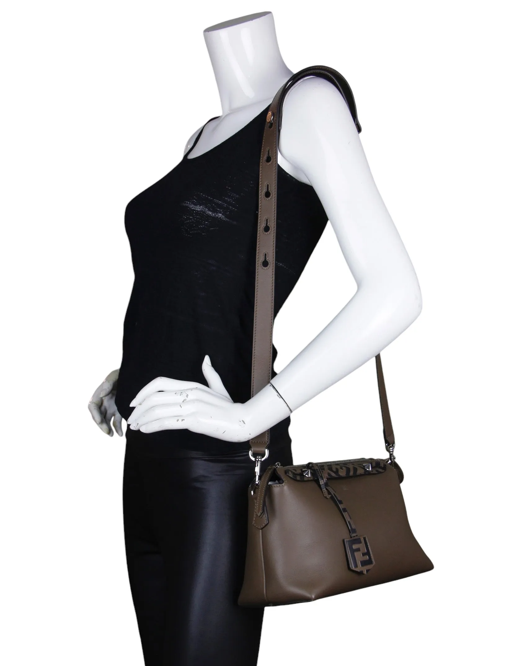 Fendi Brown Leather Monogram By The Way Medium Boston Bag