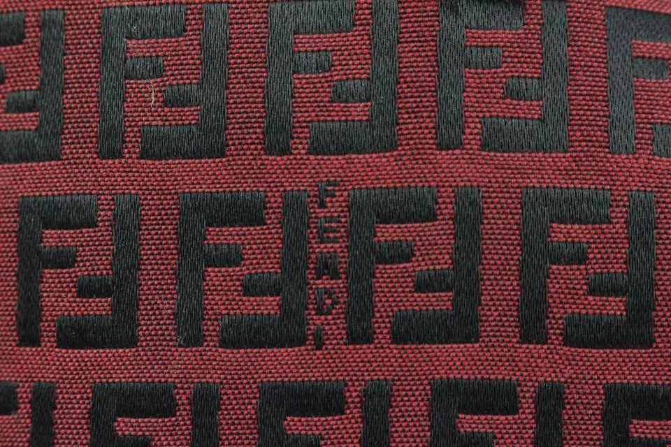 Fendi Dark Red Monogram FF Zucca Roll Tote with Pouch 64f322s