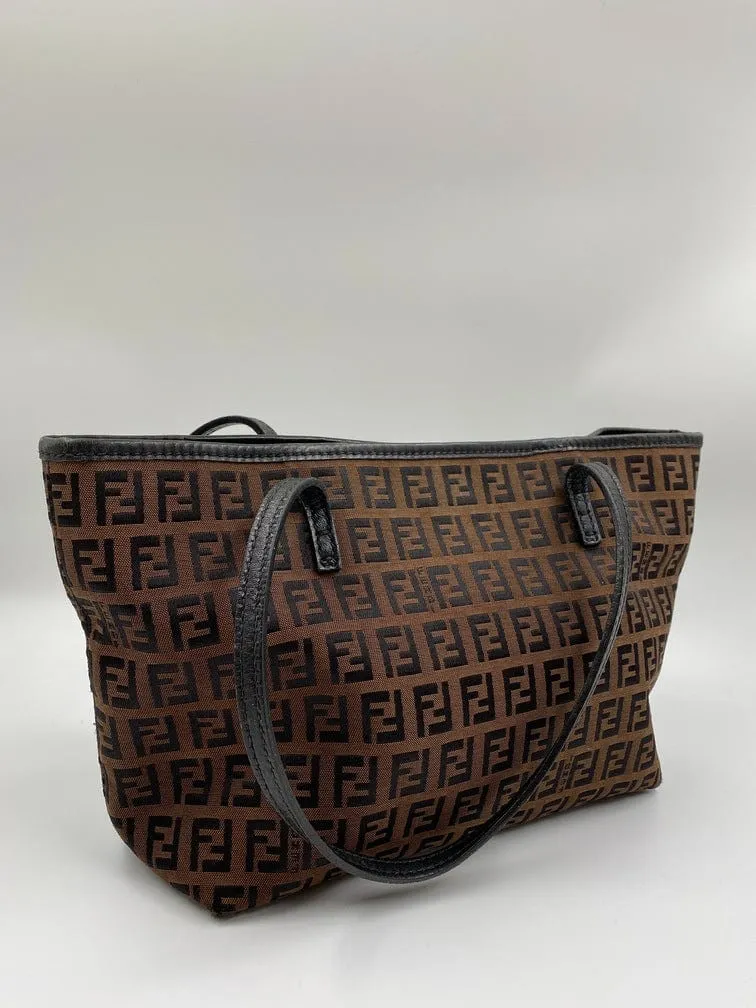 Fendi mini Tote in Brown Zucca Canvas