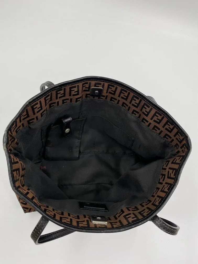 Fendi mini Tote in Brown Zucca Canvas