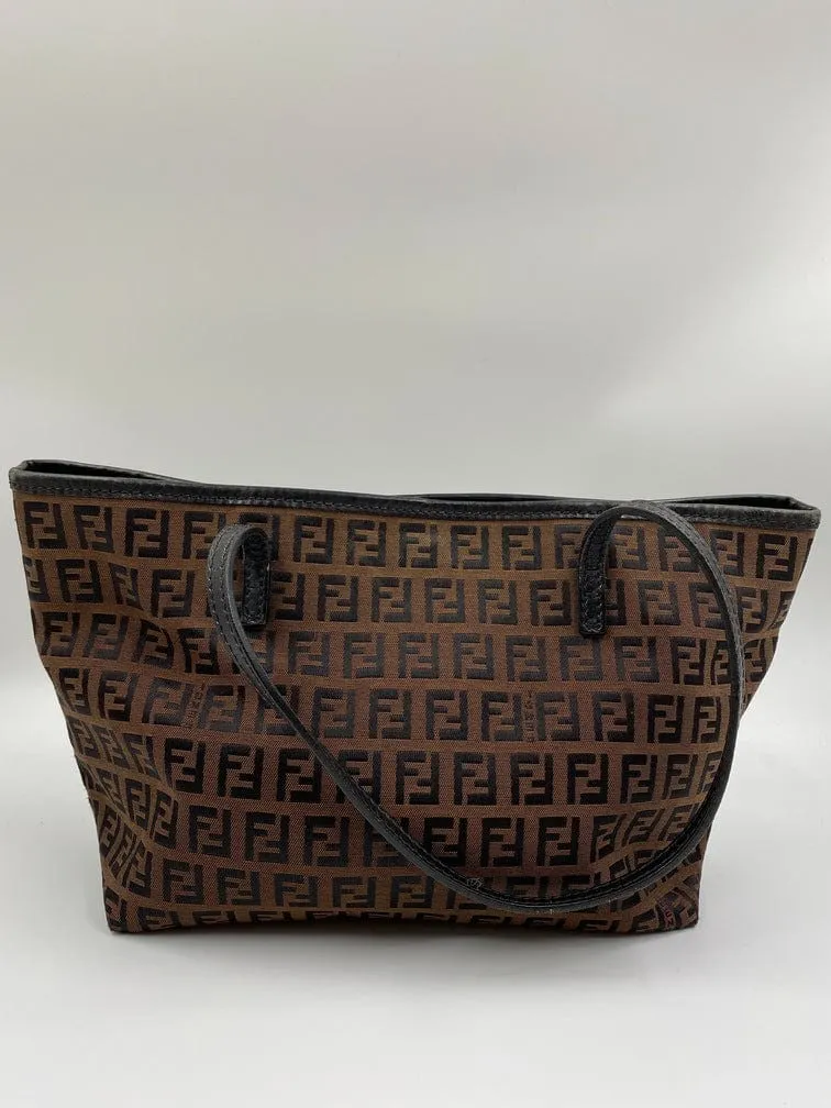 Fendi mini Tote in Brown Zucca Canvas