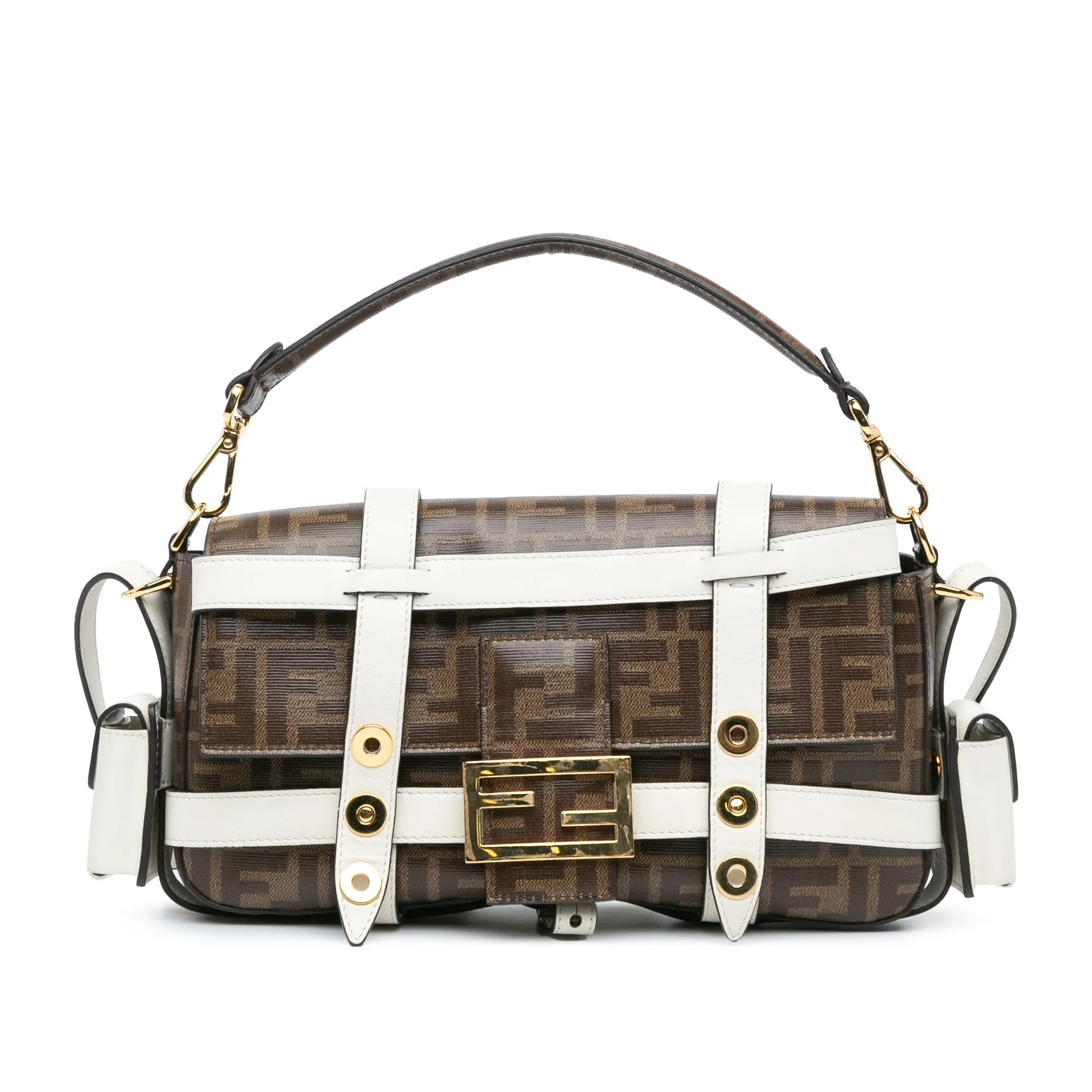 Fendi Zucca Glazed Fabric Cage Baguette Satchel