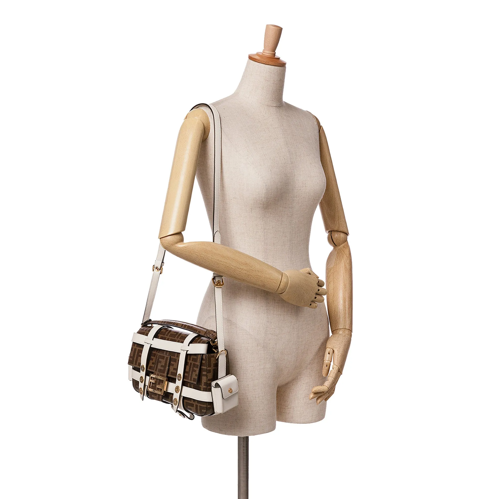 Fendi Zucca Glazed Fabric Cage Baguette Satchel