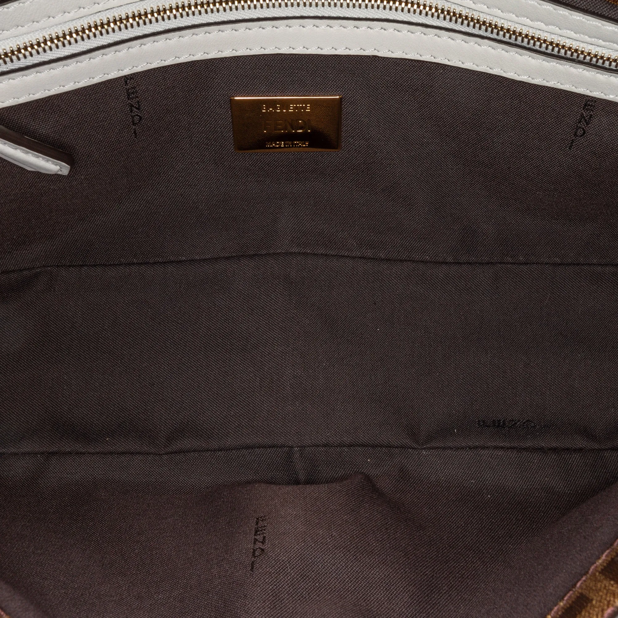 Fendi Zucca Glazed Fabric Cage Baguette Satchel