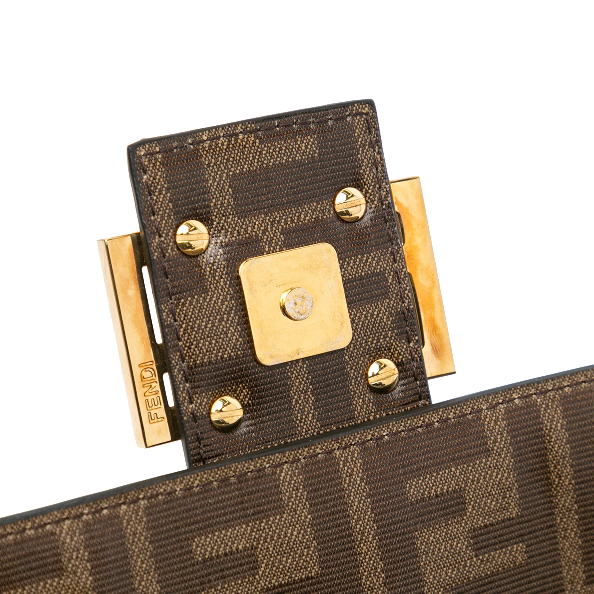 Fendi Zucca Glazed Fabric Cage Baguette Satchel