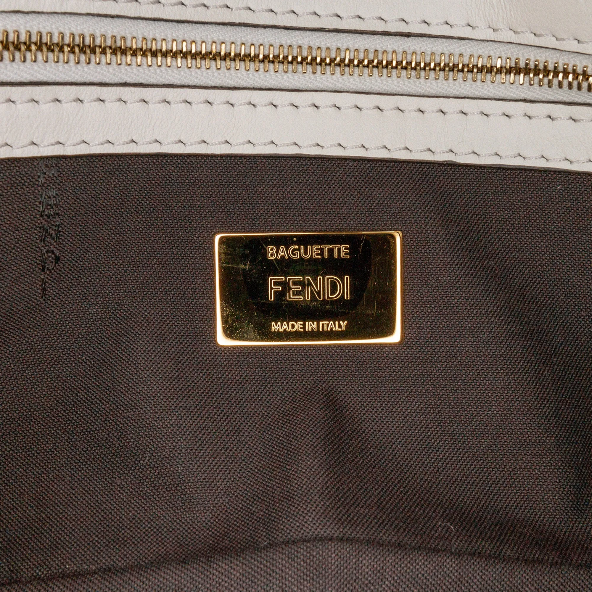 Fendi Zucca Glazed Fabric Cage Baguette Satchel