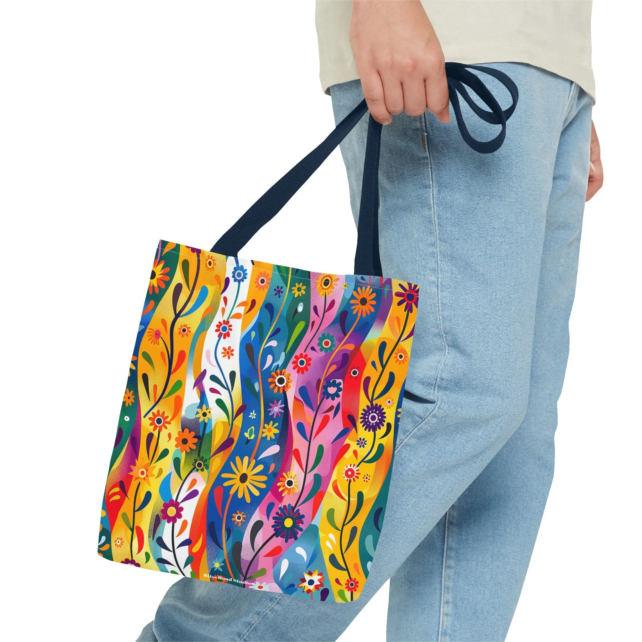 Floral Rhythms Tote Bag - Carry Creativity - Brighten Your Day with Every Step! Available in 3 sizes.
