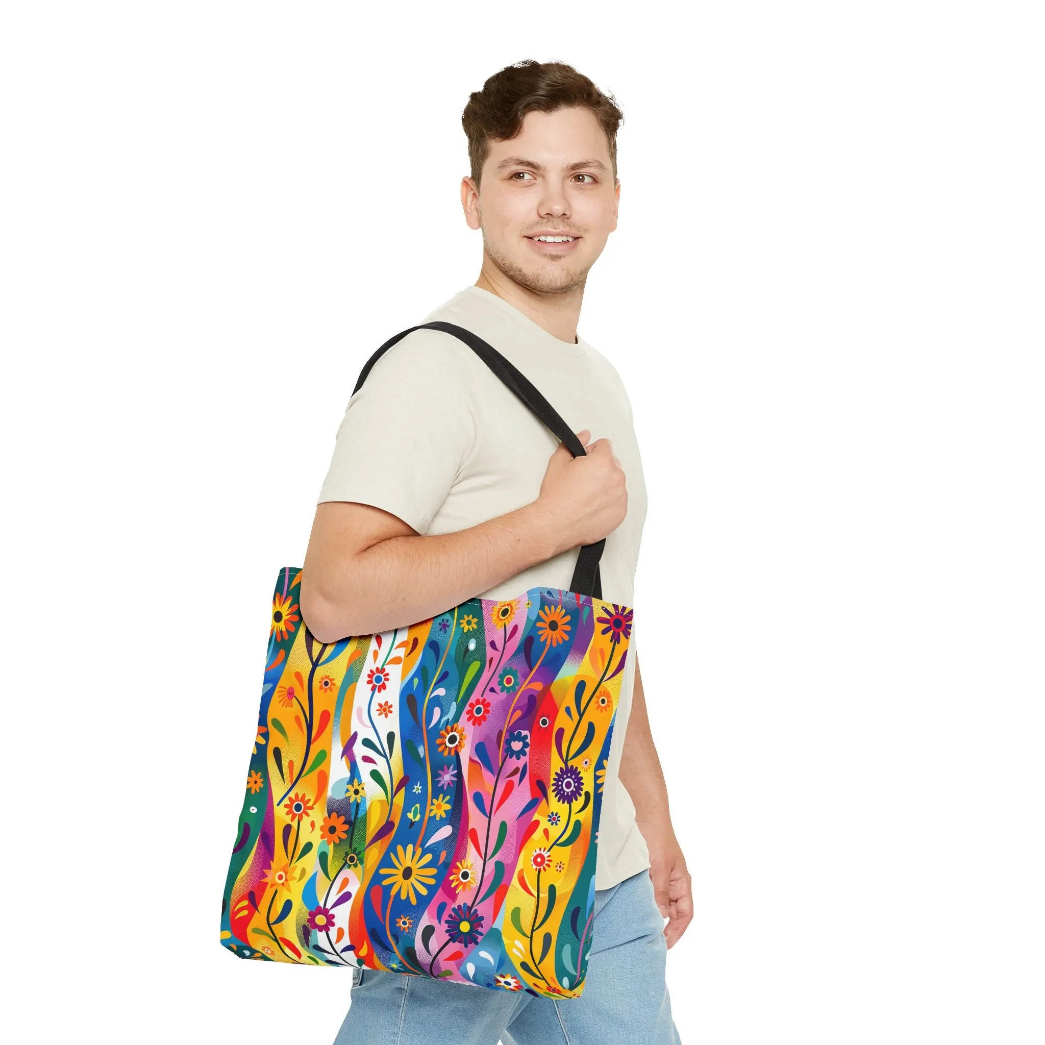 Floral Rhythms Tote Bag - Carry Creativity - Brighten Your Day with Every Step! Available in 3 sizes.