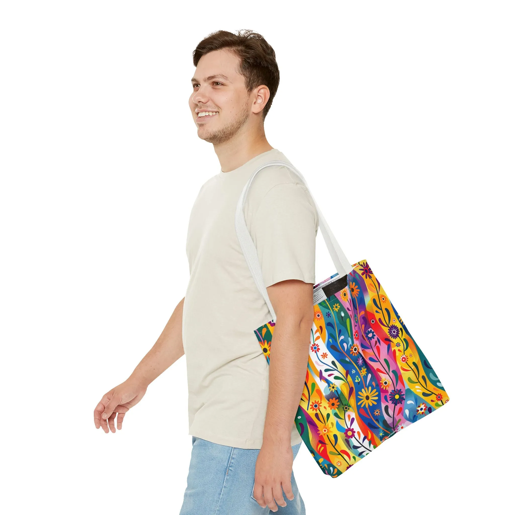 Floral Rhythms Tote Bag - Carry Creativity - Brighten Your Day with Every Step! Available in 3 sizes.