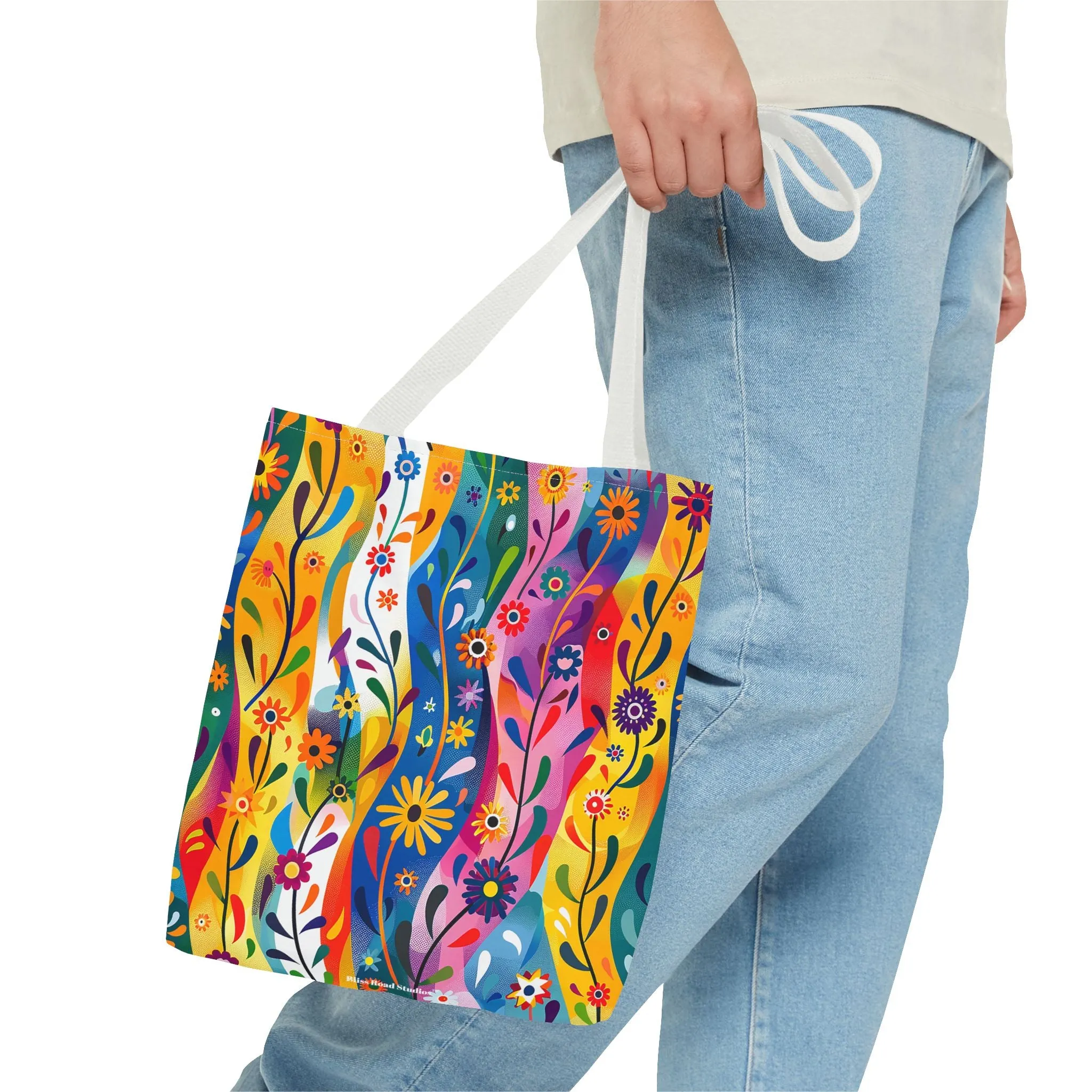 Floral Rhythms Tote Bag - Carry Creativity - Brighten Your Day with Every Step! Available in 3 sizes.