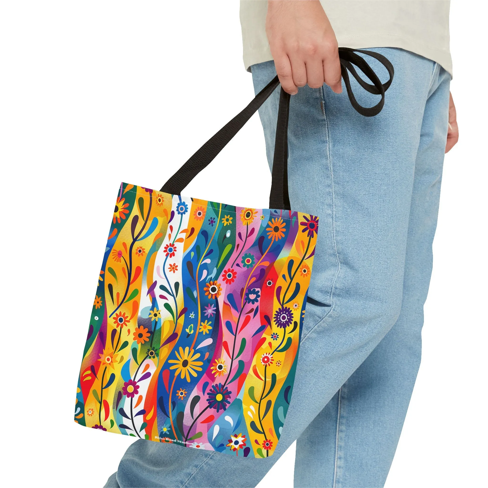 Floral Rhythms Tote Bag - Carry Creativity - Brighten Your Day with Every Step! Available in 3 sizes.
