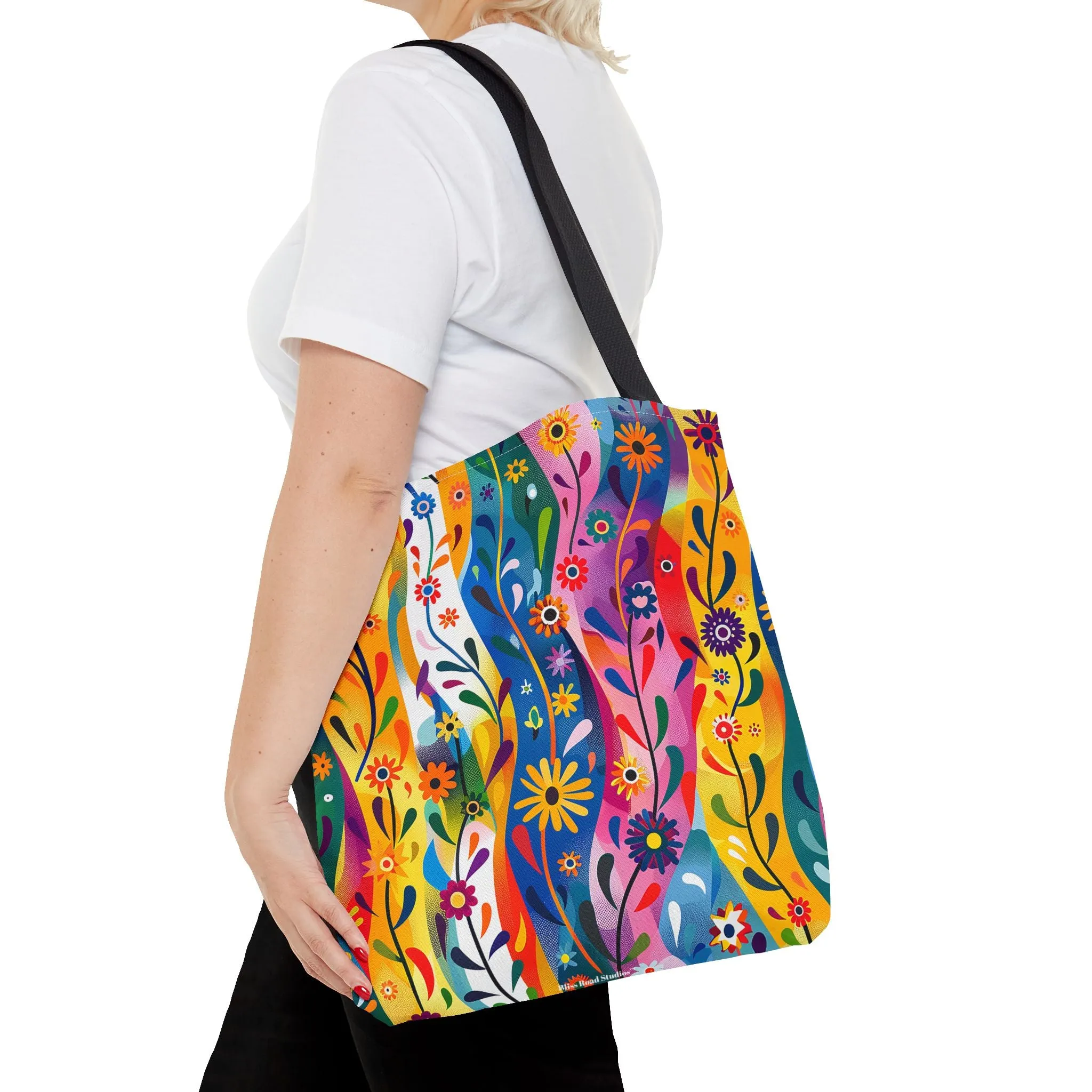 Floral Rhythms Tote Bag - Carry Creativity - Brighten Your Day with Every Step! Available in 3 sizes.