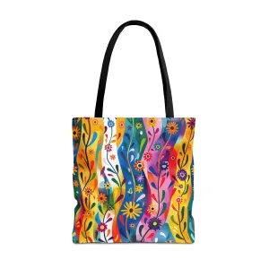 Floral Rhythms Tote Bag - Carry Creativity - Brighten Your Day with Every Step! Available in 3 sizes.