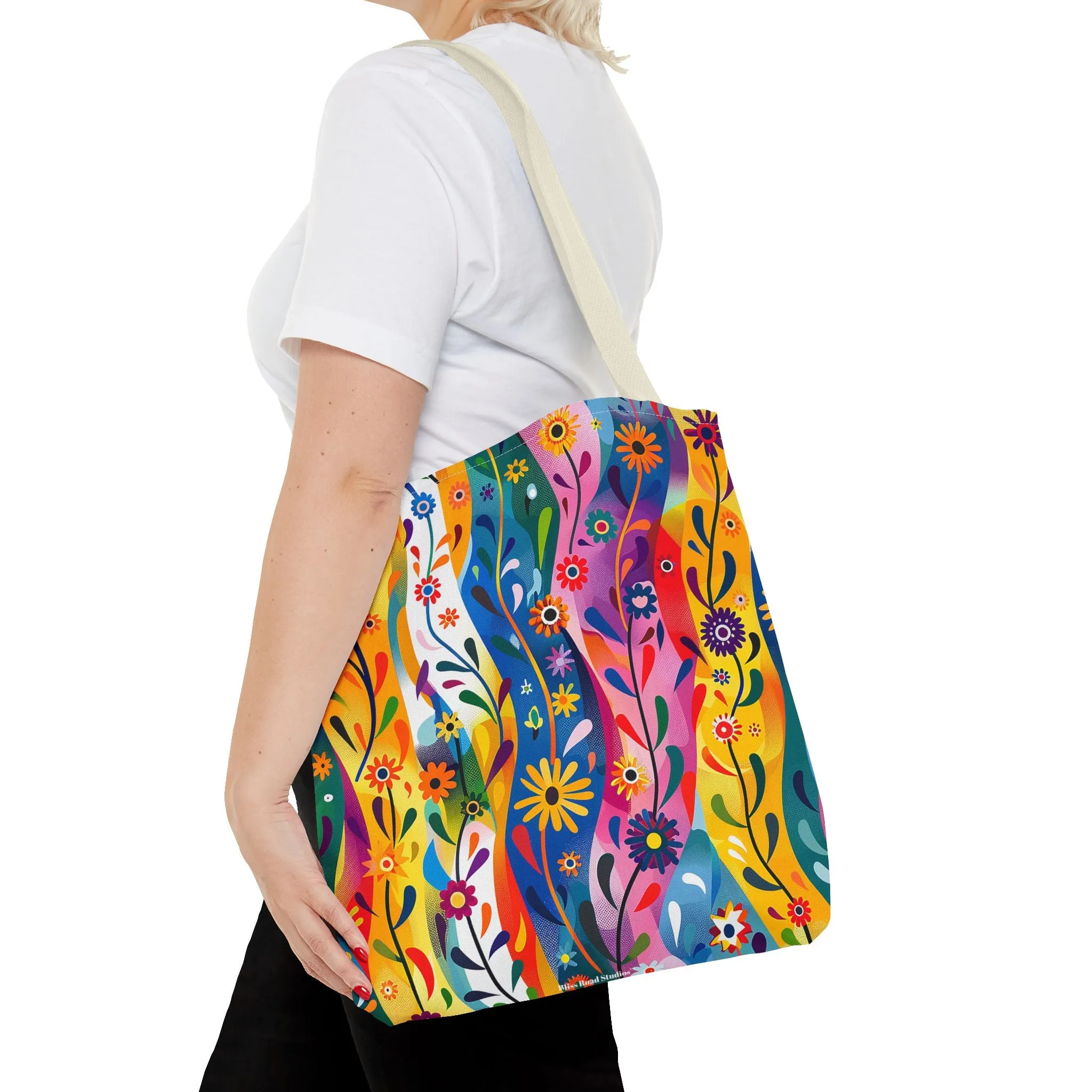 Floral Rhythms Tote Bag - Carry Creativity - Brighten Your Day with Every Step! Available in 3 sizes.