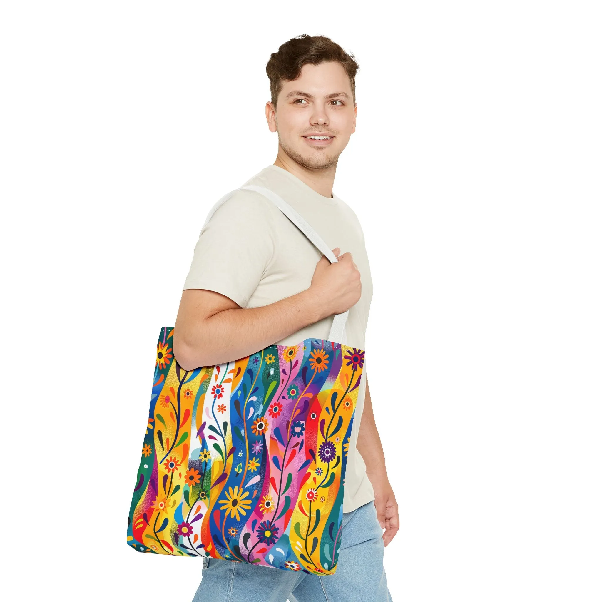 Floral Rhythms Tote Bag - Carry Creativity - Brighten Your Day with Every Step! Available in 3 sizes.
