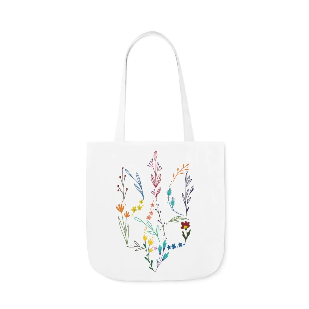 Floral Tryzub Canvas Tote Bag