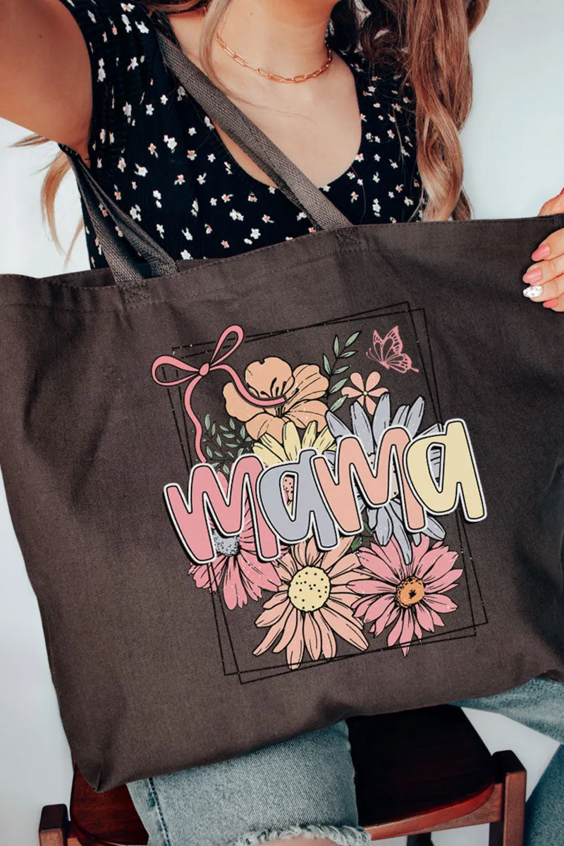 Framed Floral Mama Canvas Jumbo Tote