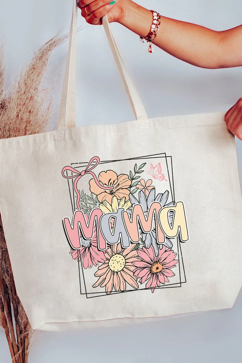 Framed Floral Mama Canvas Jumbo Tote