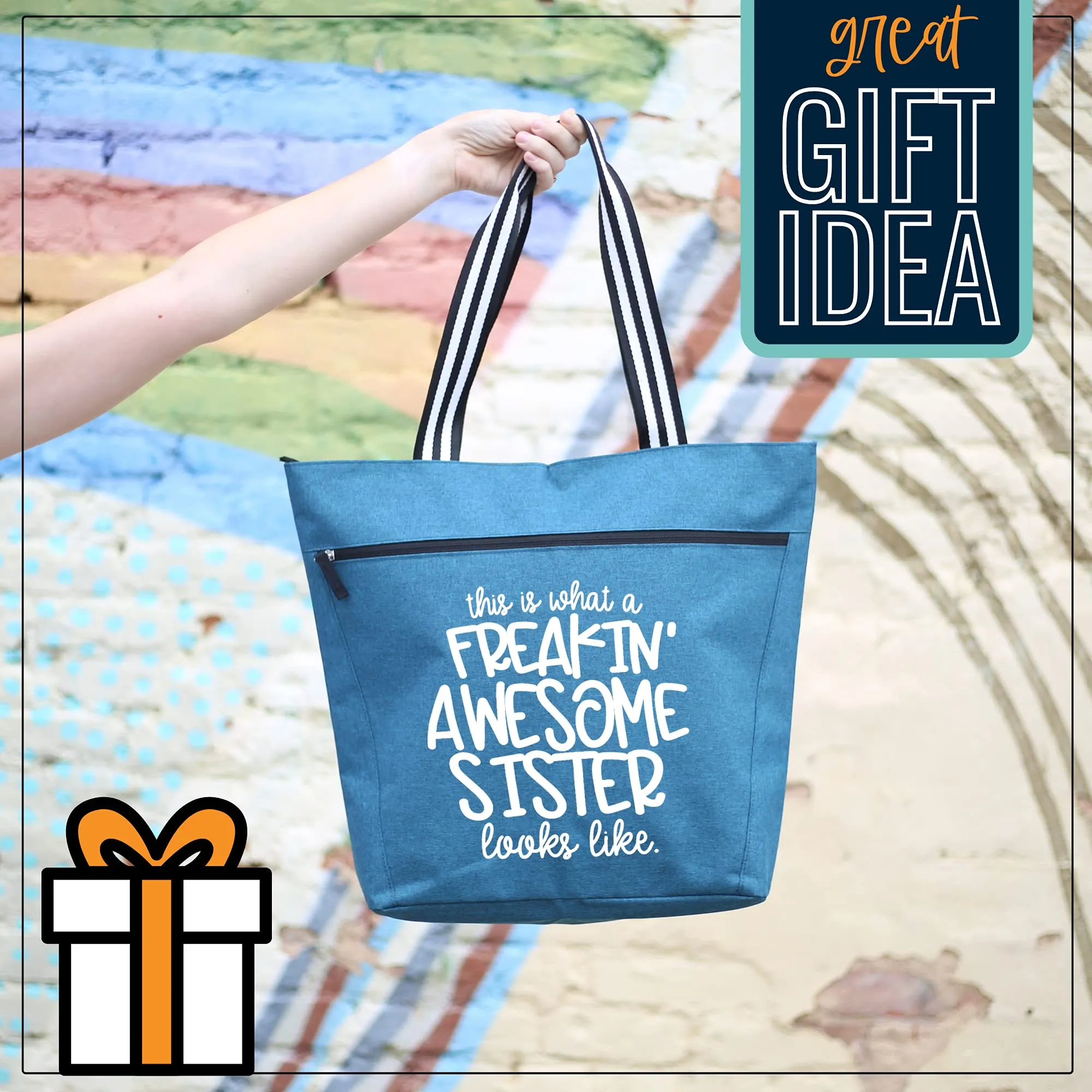 Freakin' Awesome Sister Lexie Teal Tote Bag for Sister