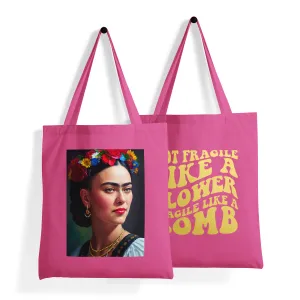 'Frida Kahlo Portrait   Quote' Double-Sided MAGENTA Premium Tote Bag