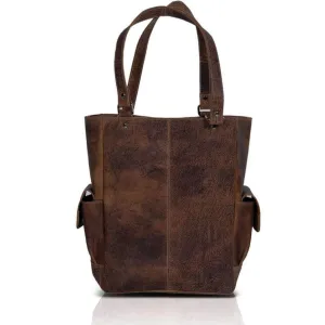 Genuine Buff Leather Tote Bag
