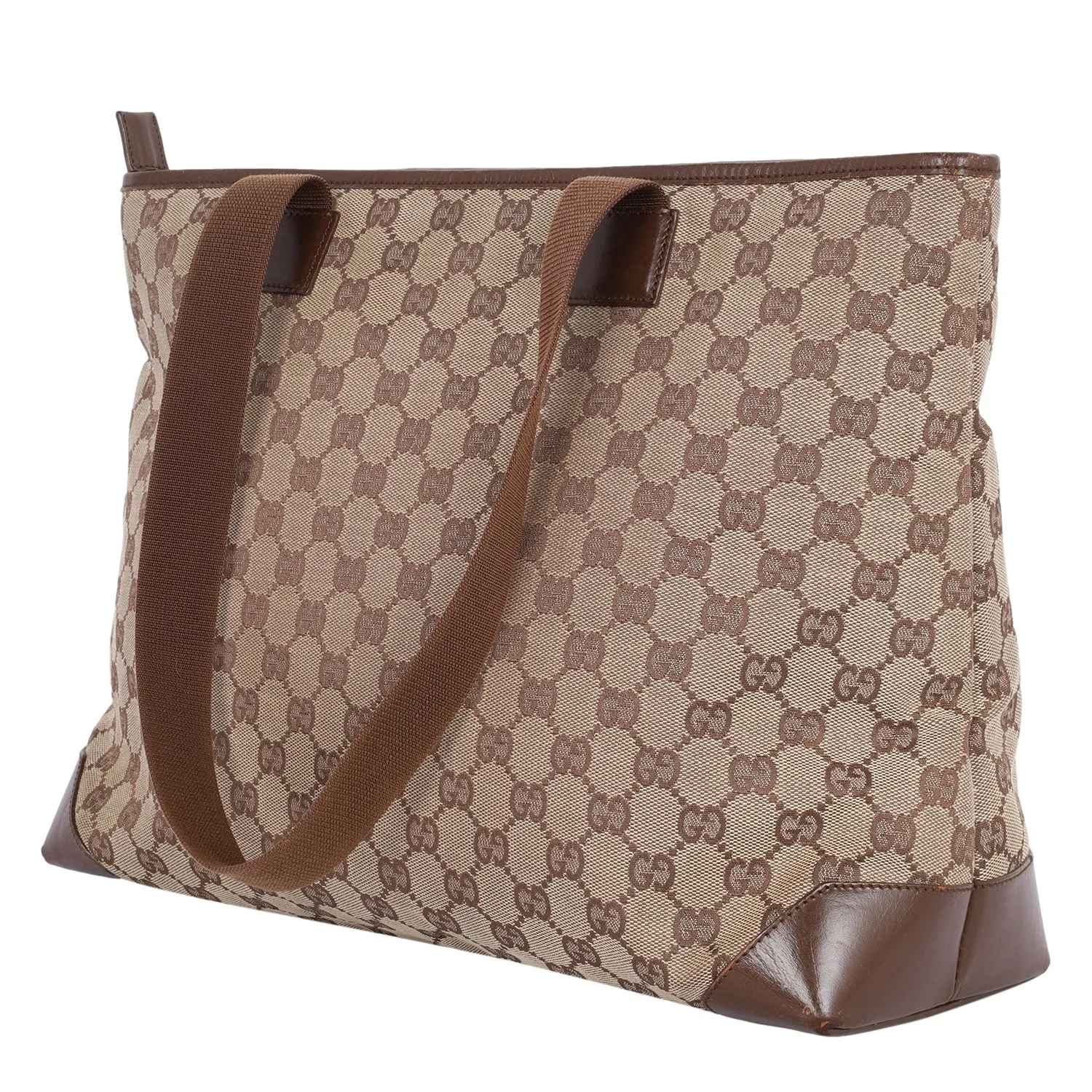 GG Monogram Canvas Leather Tote Shoulder Bag