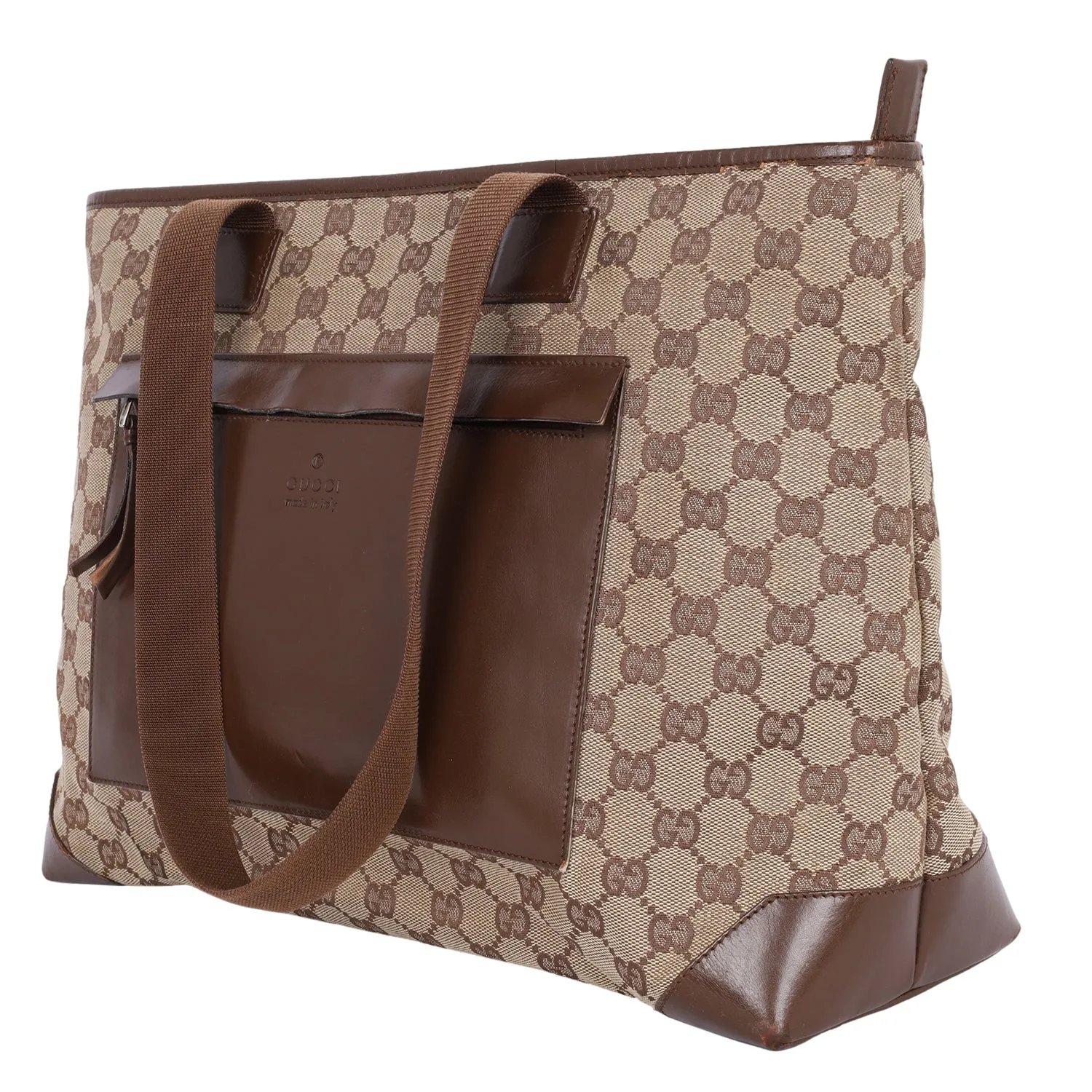 GG Monogram Canvas Leather Tote Shoulder Bag