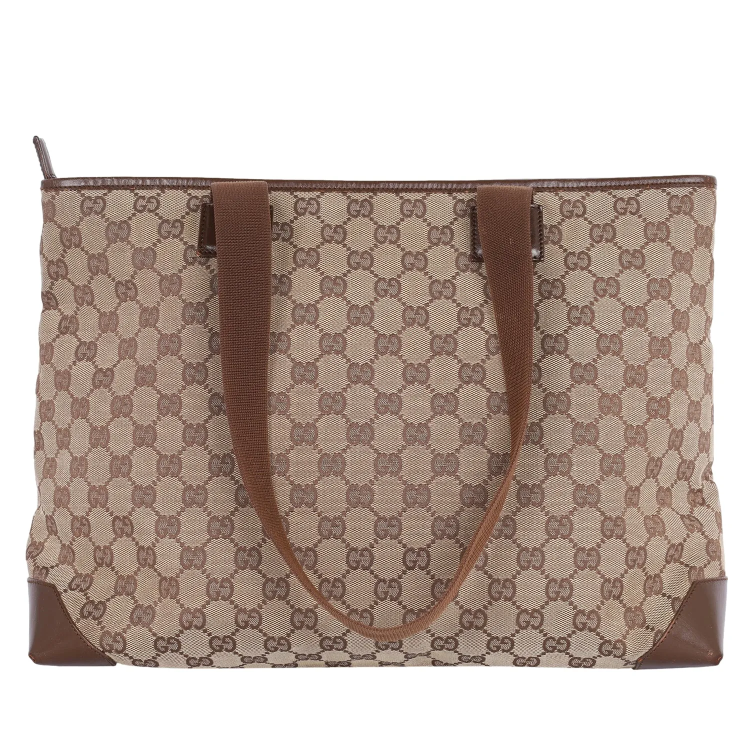 GG Monogram Canvas Leather Tote Shoulder Bag