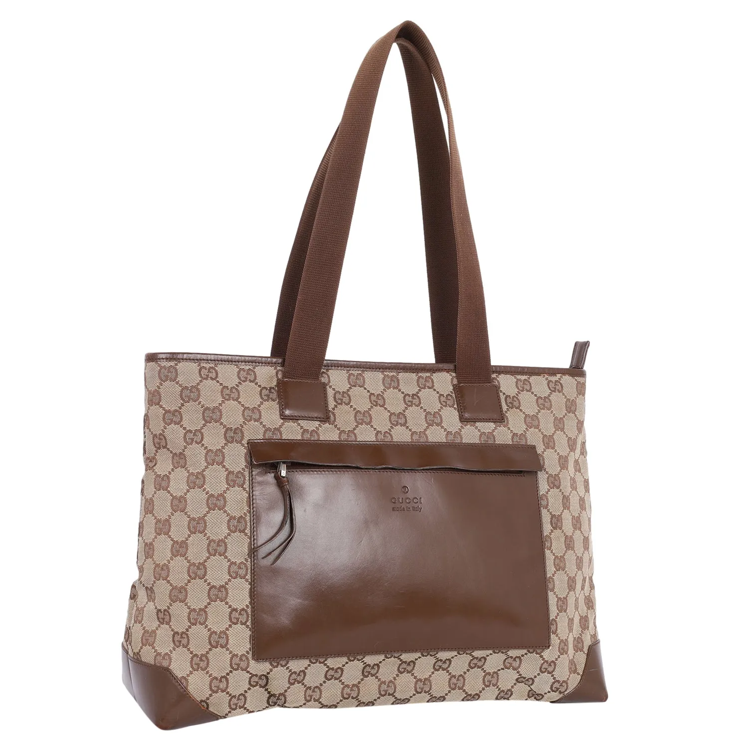 GG Monogram Canvas Leather Tote Shoulder Bag