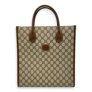 GG Supreme Tote Bag Brown in Monogram Coated Canvas, Gold hardware