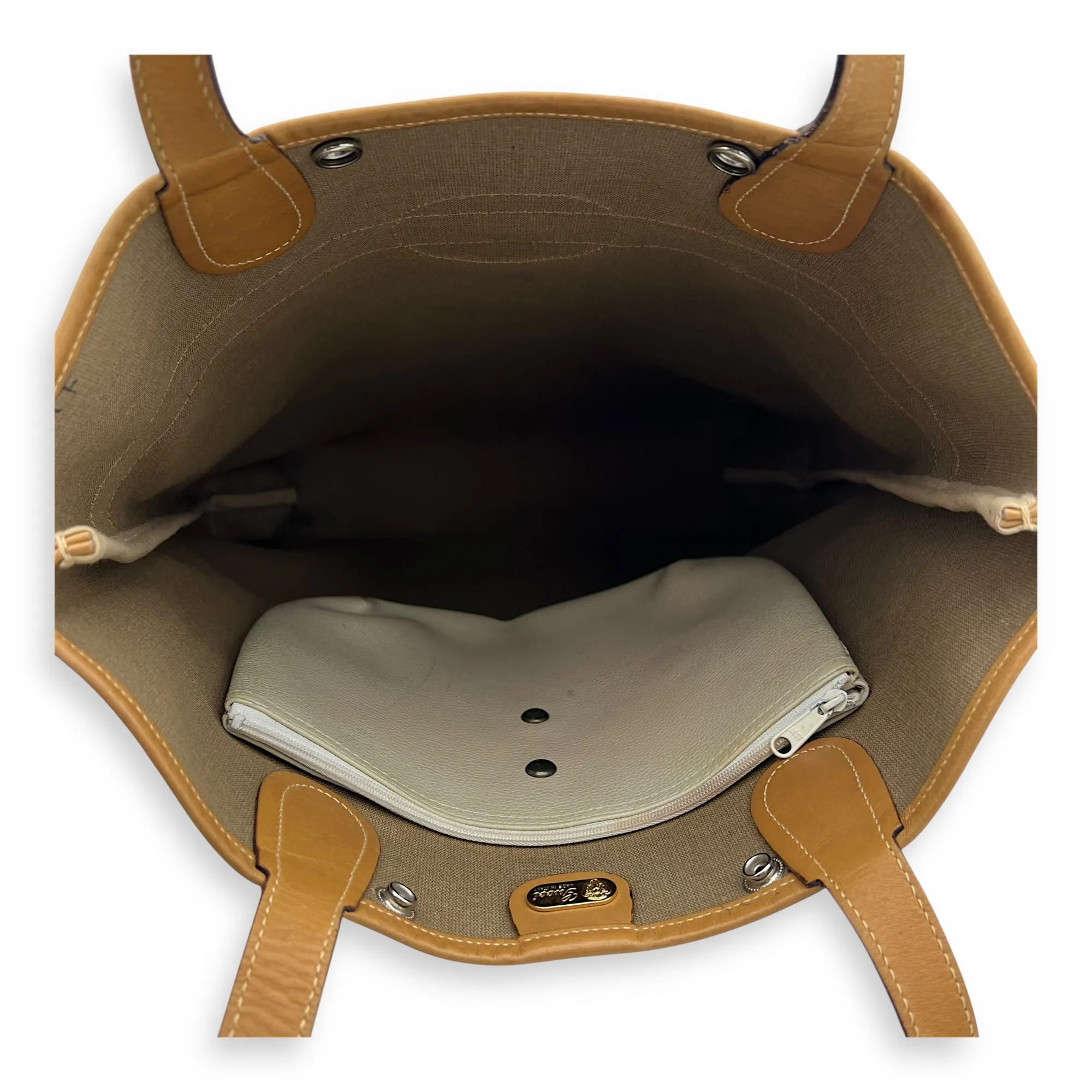 GG Tote Bag Brown in Coated Canvas, Gold hardware