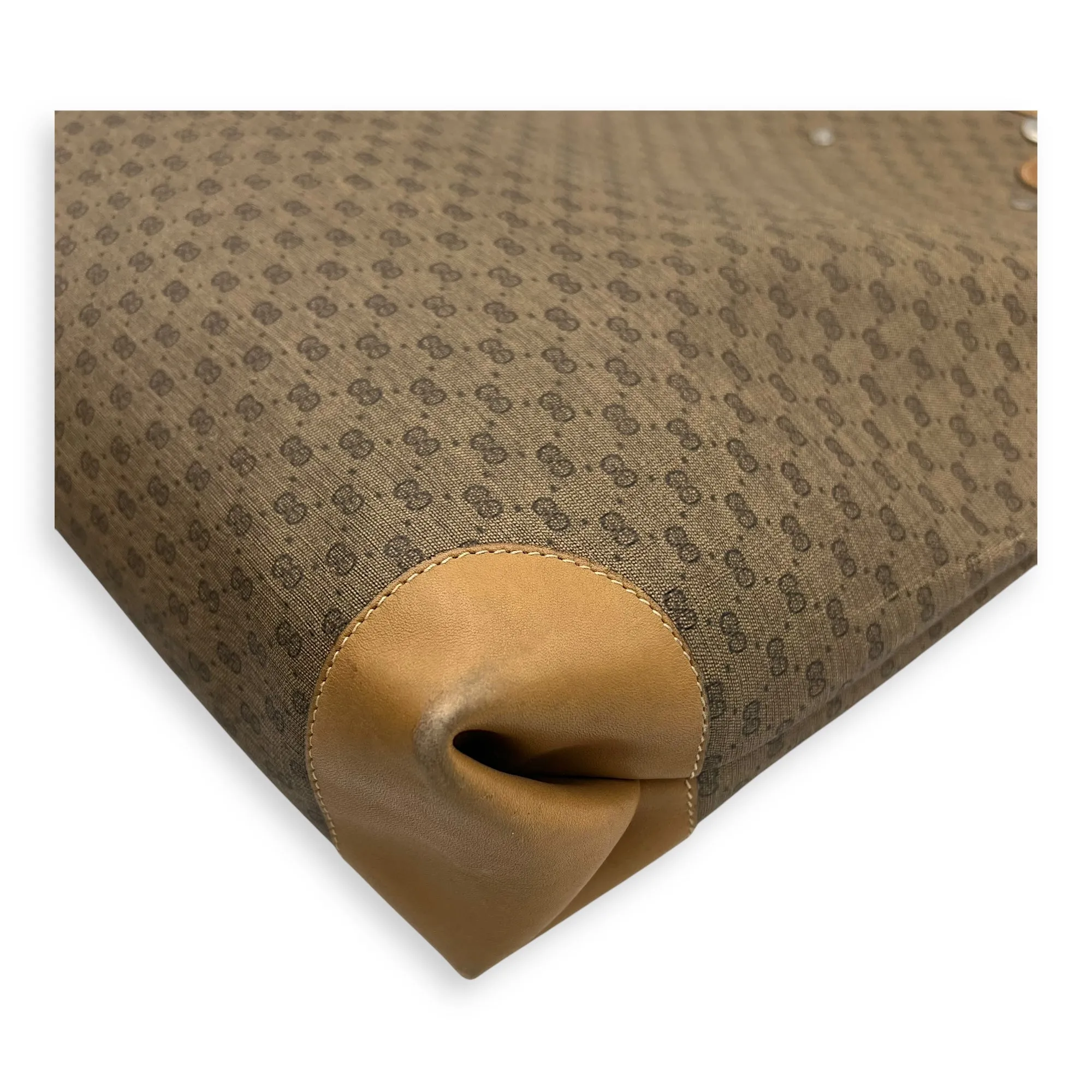 GG Tote Bag Brown in Coated Canvas, Gold hardware