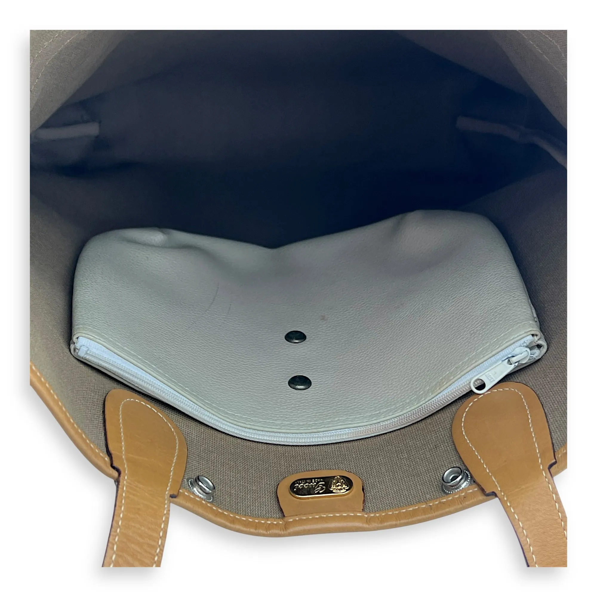 GG Tote Bag Brown in Coated Canvas, Gold hardware