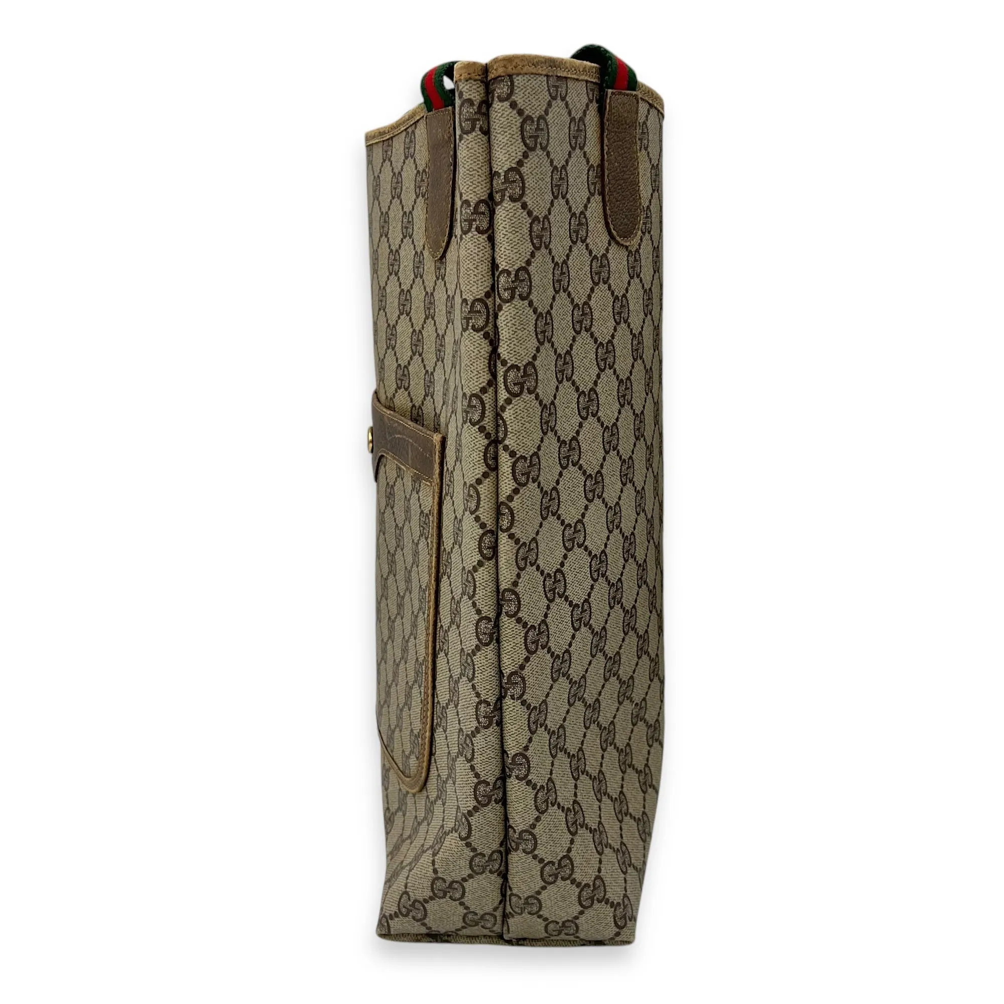 GG Tote Bag Grey in Coated Canvas, Gold hardware