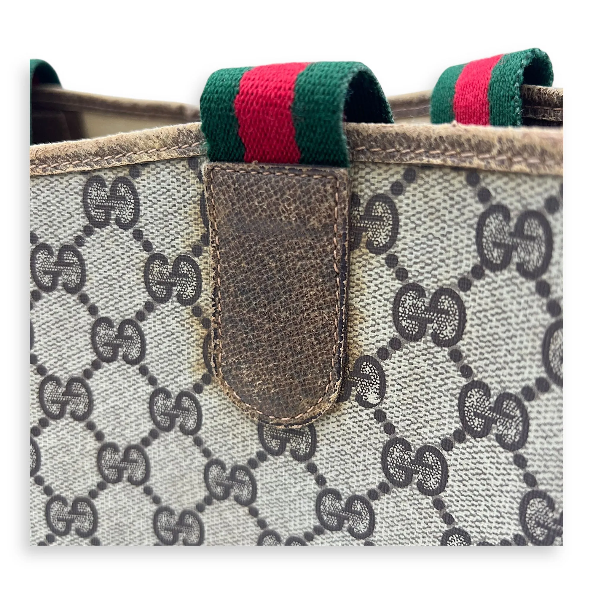 GG Tote Bag Grey in Coated Canvas, Gold hardware