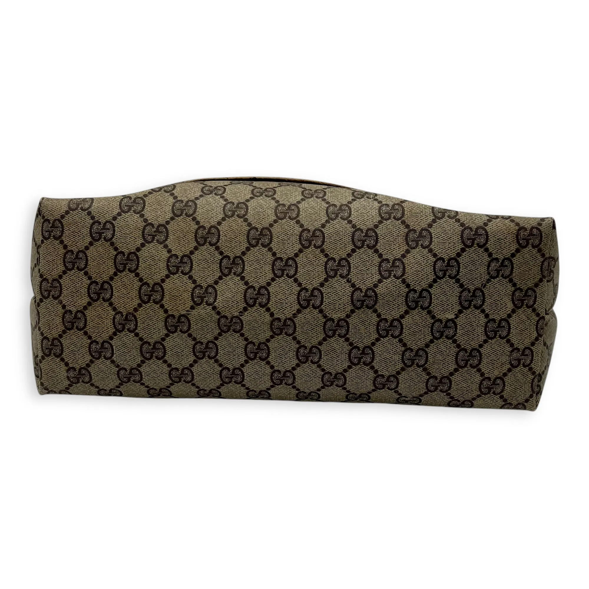 GG Tote Bag Grey in Coated Canvas, Gold hardware