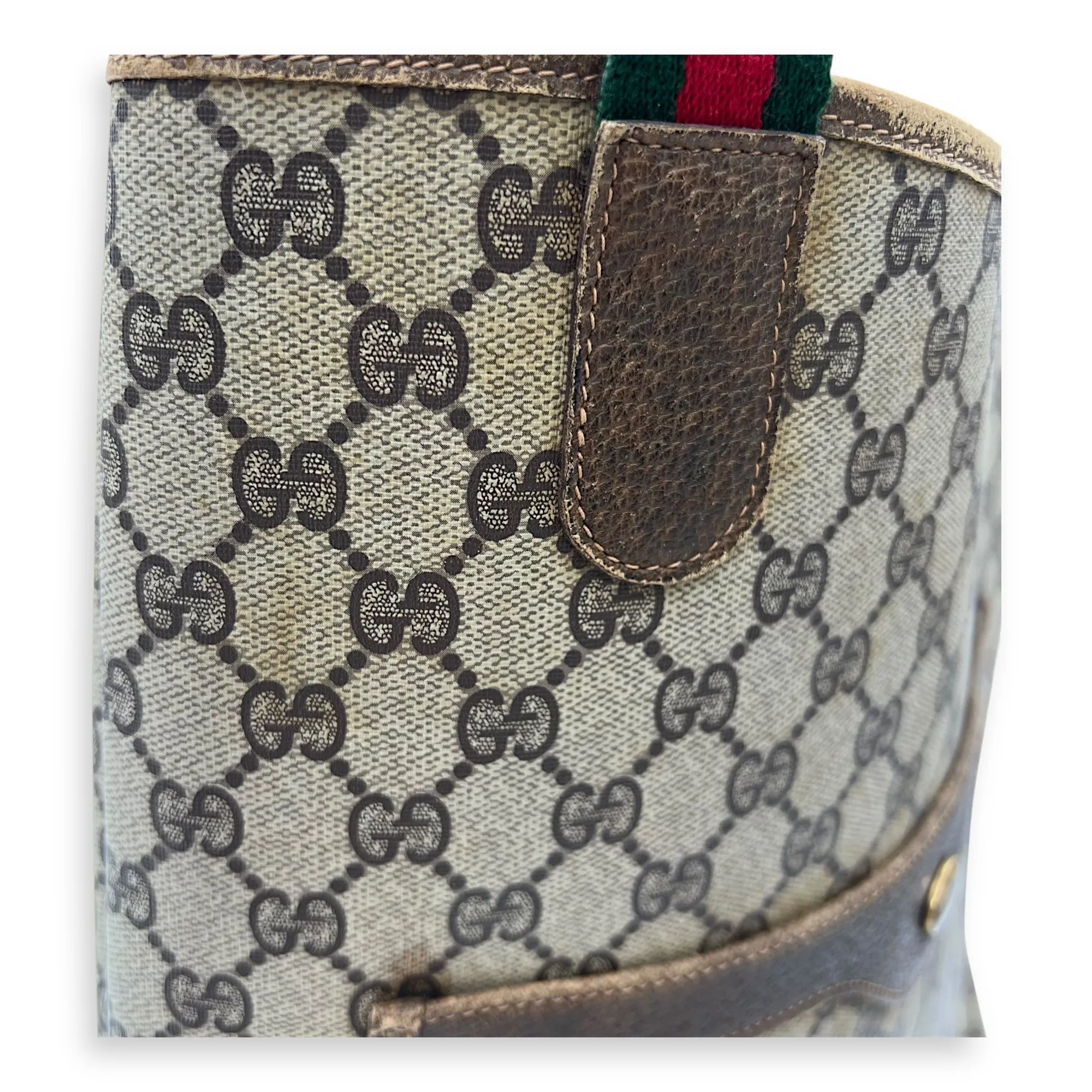 GG Tote Bag Grey in Coated Canvas, Gold hardware